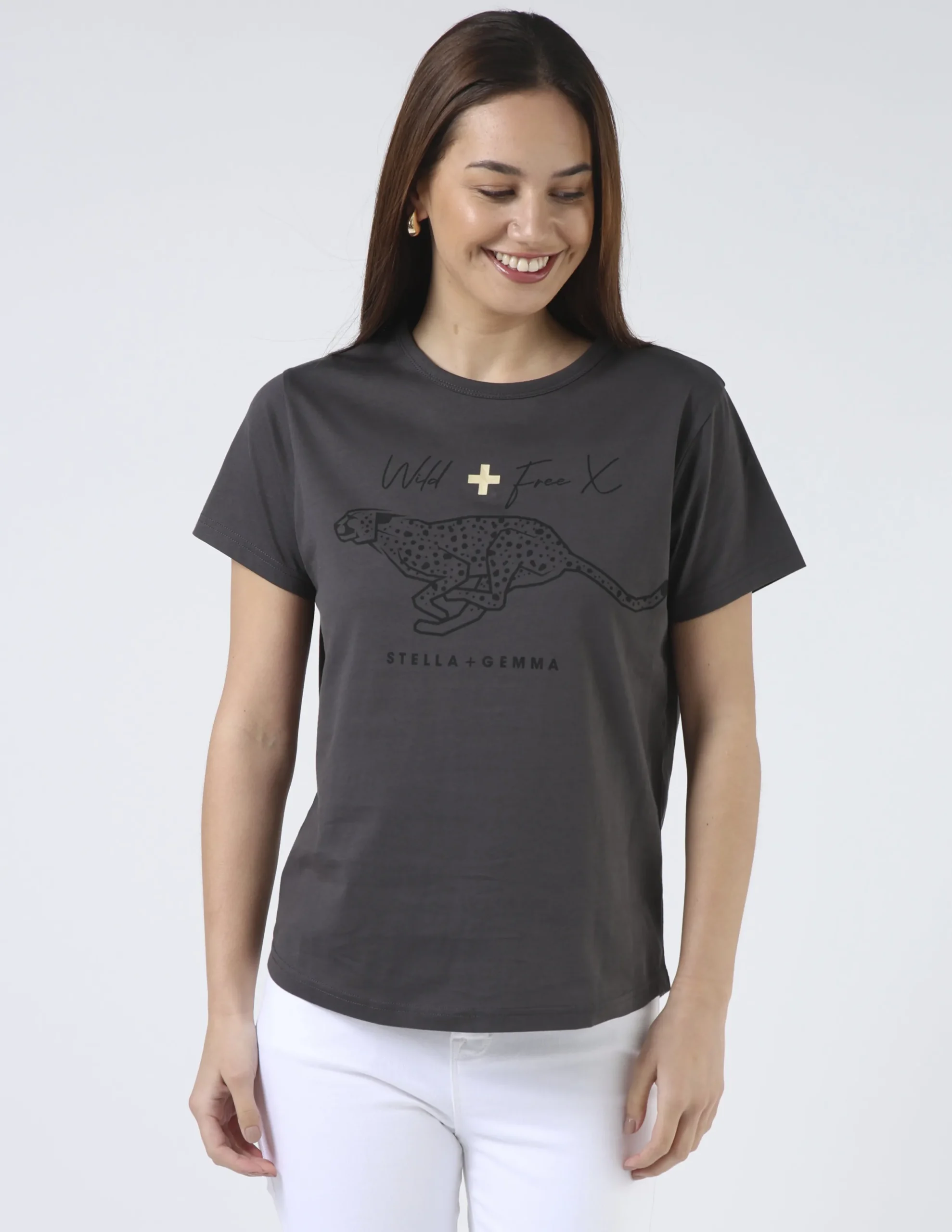 Ace Tee - Grey Snow leopard