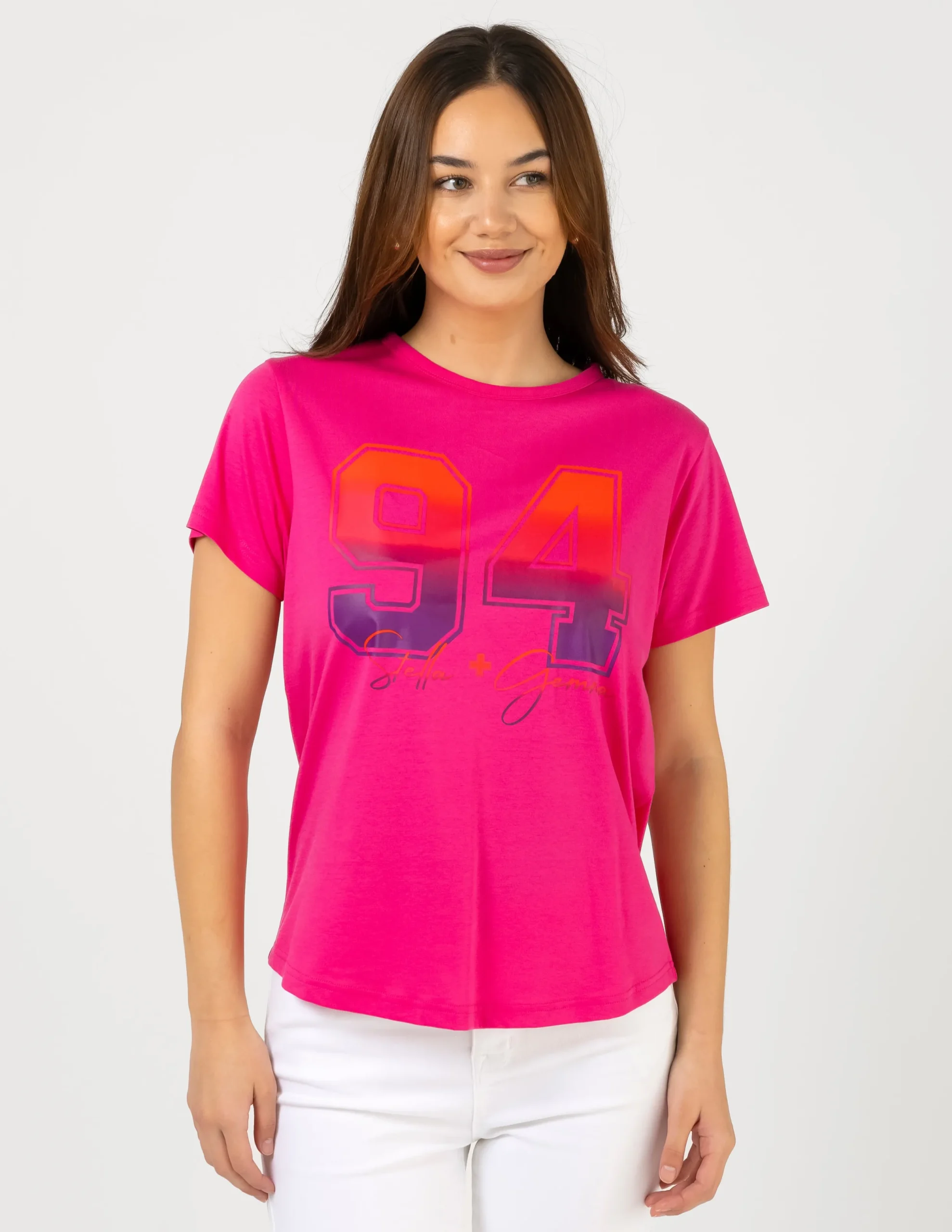 Ace Tee - Hot Pink Ombre Varsity