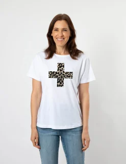 Ace Tee - White Leopard Cross