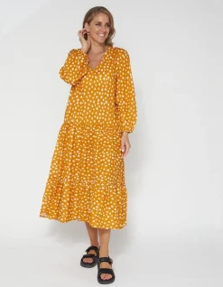Alyssa Dress - Peach Spot