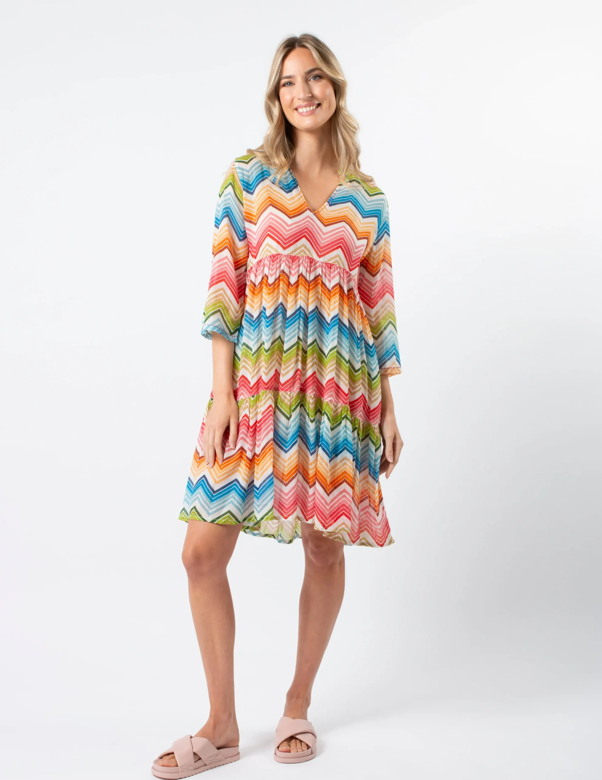Aruba Dress - Zig Zag Red