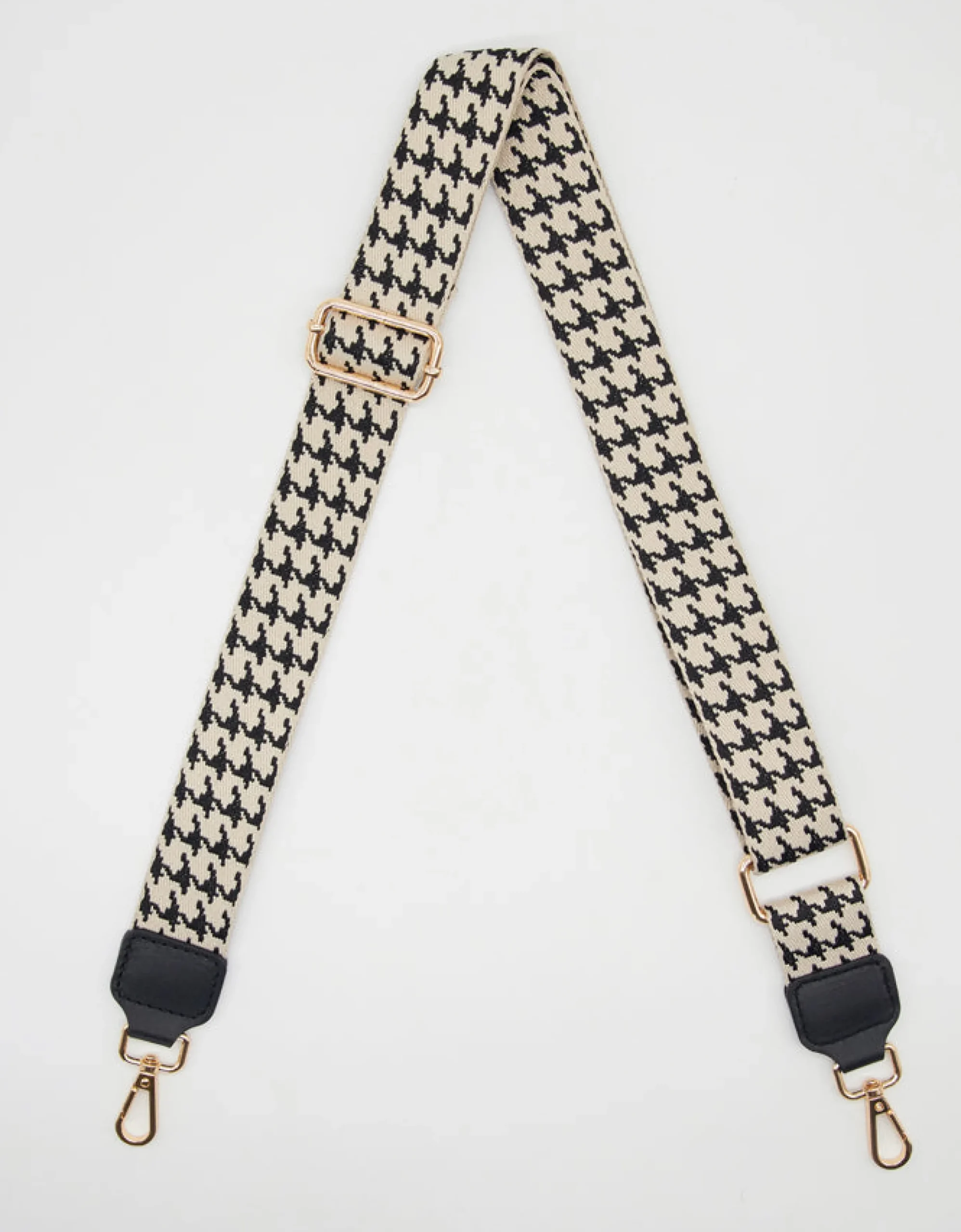 Bag Strap - Houndstooth Black and Cream