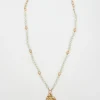 Bead and Beaten Gold Pendent Necklace