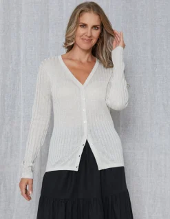 Beverly Lurex Cardigans - Silver Pearl