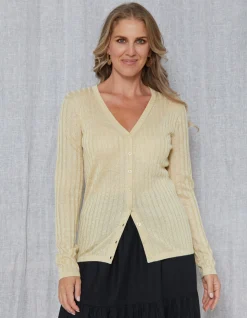 Beverly Lurex Cardigans - Gold