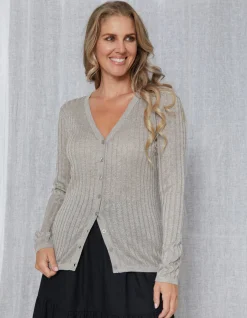 Beverly Lurex Cardigans - Mushroom