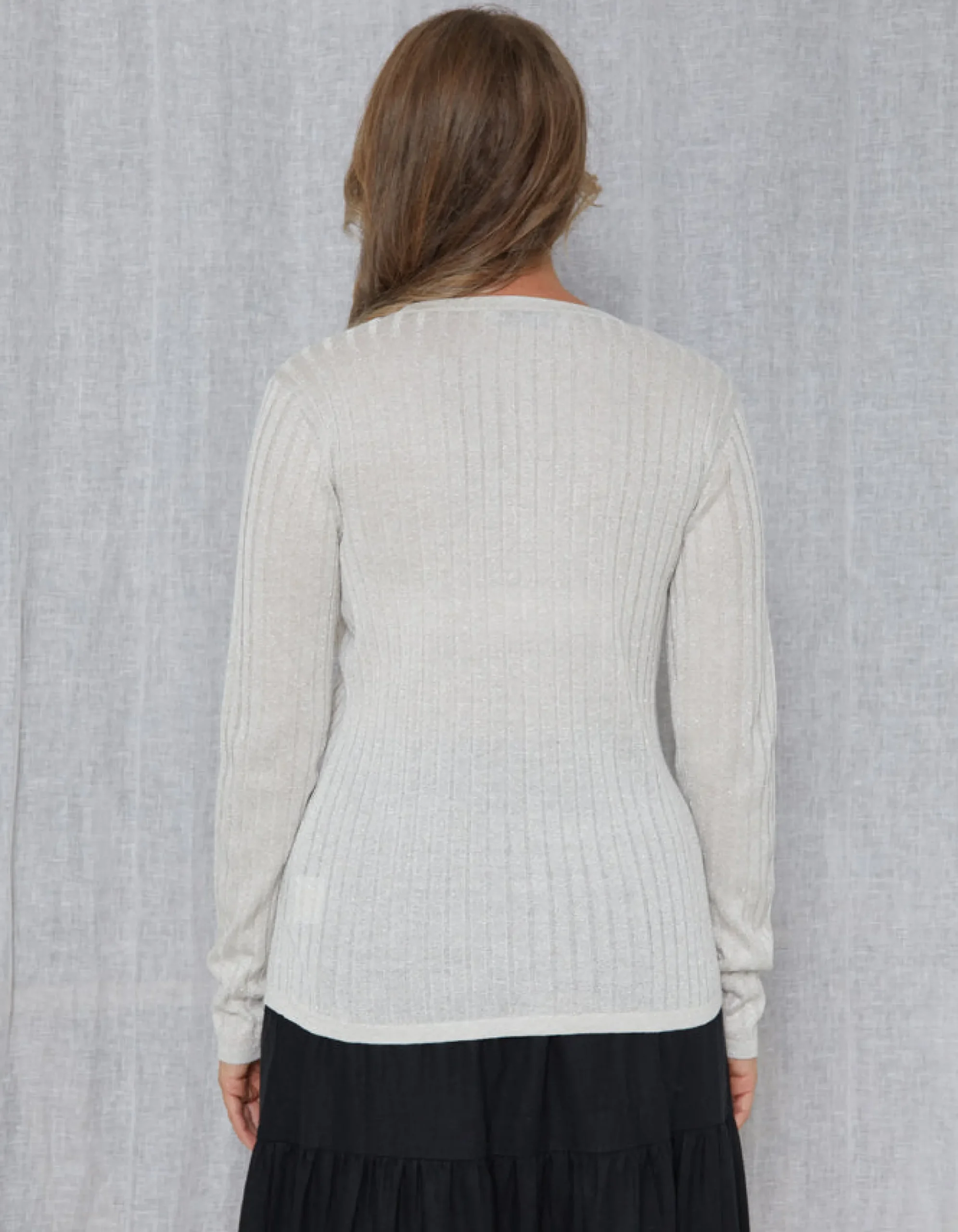 Beverly Lurex Cardigans - Silver Pearl