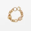 Bracelet Beaten Chain with Pink Quartz