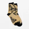 Camel with Black Butterfly Socks