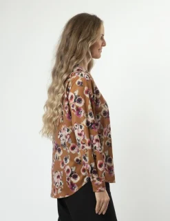 Cara Blouse - Blurred Blooms Rust