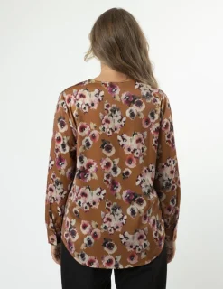 Cara Blouse - Blurred Blooms Rust