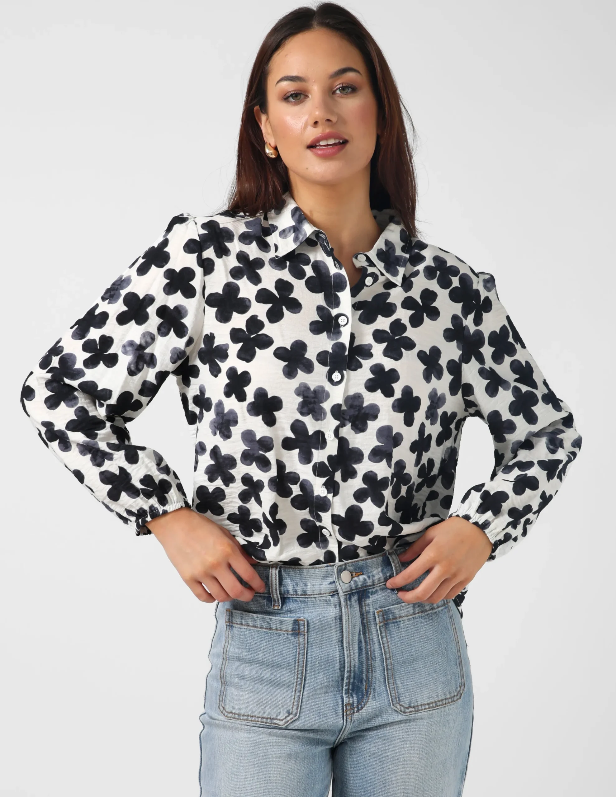 Charlotte Blouse - Navy Flowers