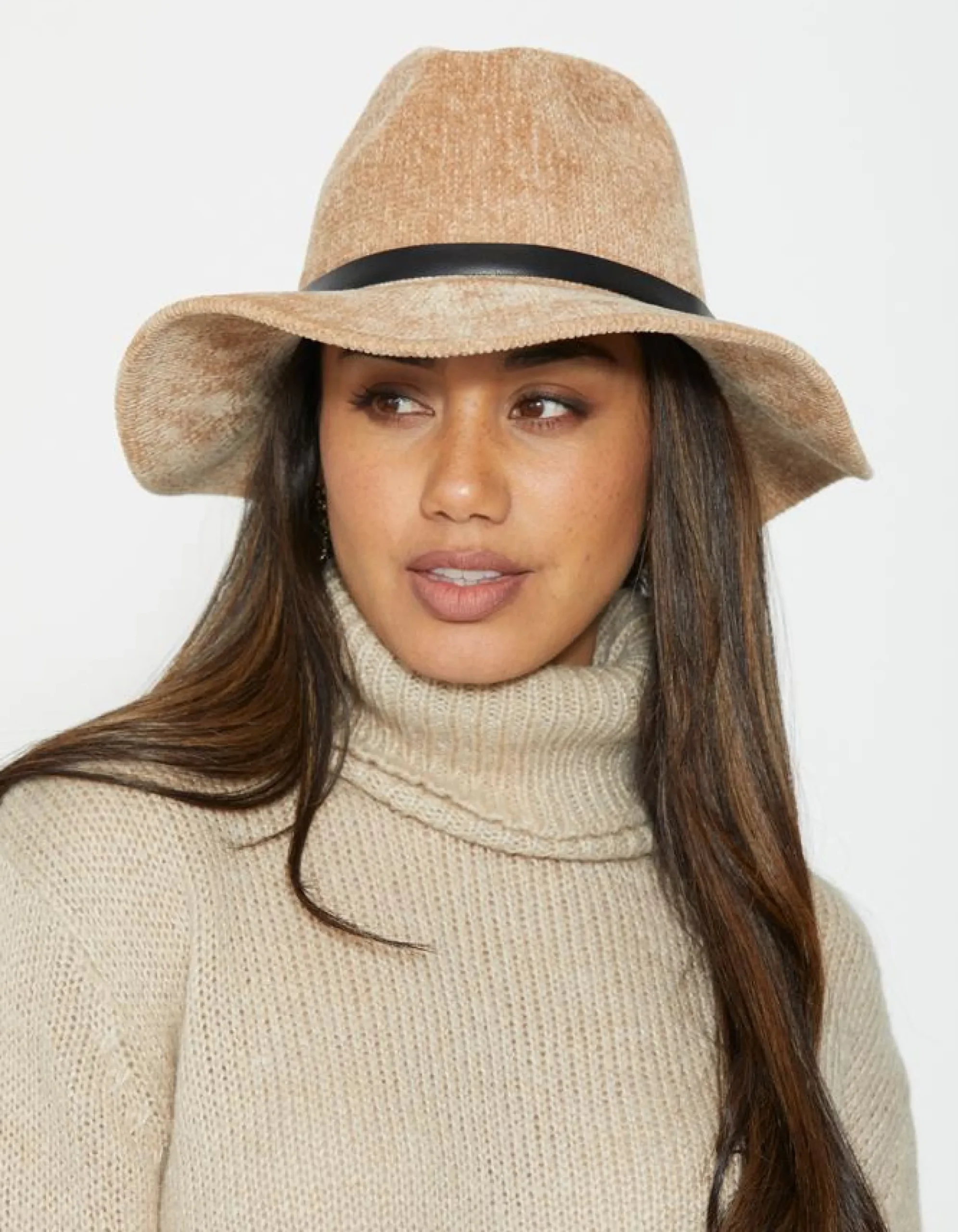Chenille Hat - Natural with Latte