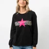 Classic Sweater - Black Neon Pink Star