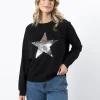 Classic Sweater - Black with Star Silver Sequins