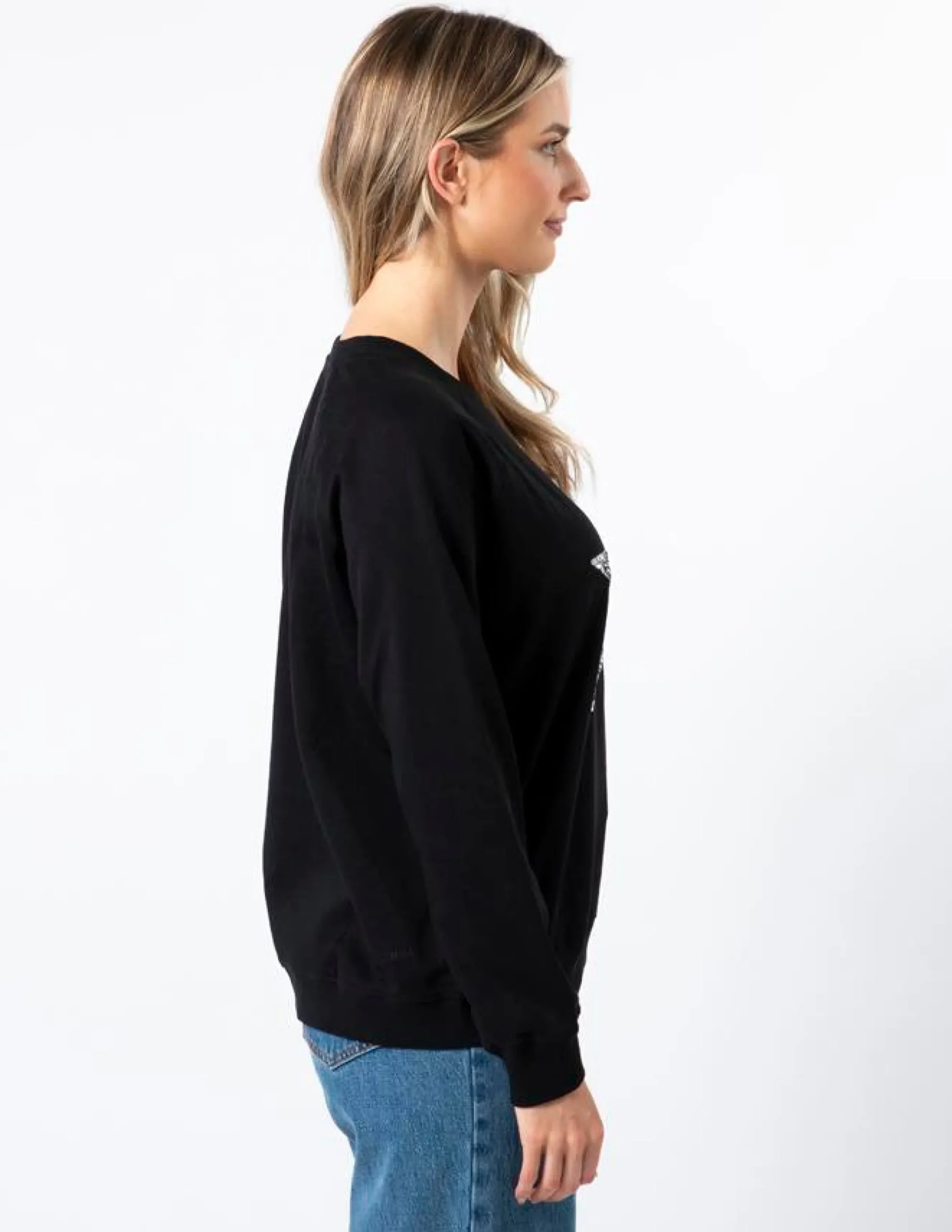 Classic Sweater - Black with Star Silver Sequins
