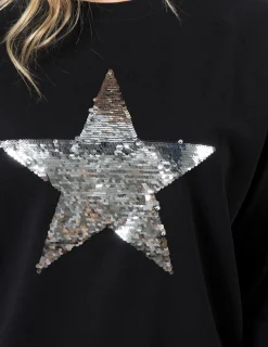Classic Sweater - Black with Star Silver Sequins