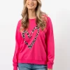 Classic Sweater - Hot Pink Leopard Heart