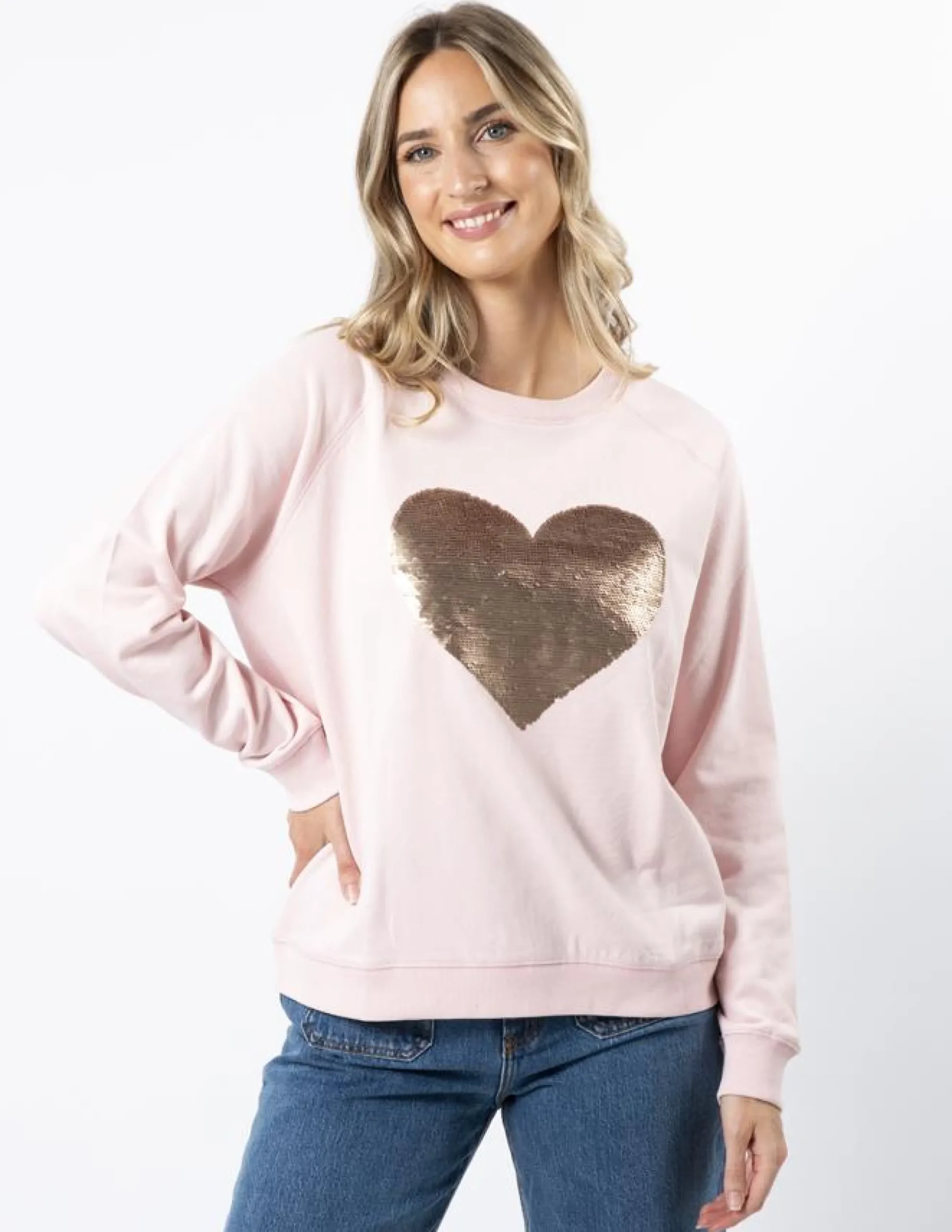 Classic Sweater - Marshmallow with Heart Beige Sequins