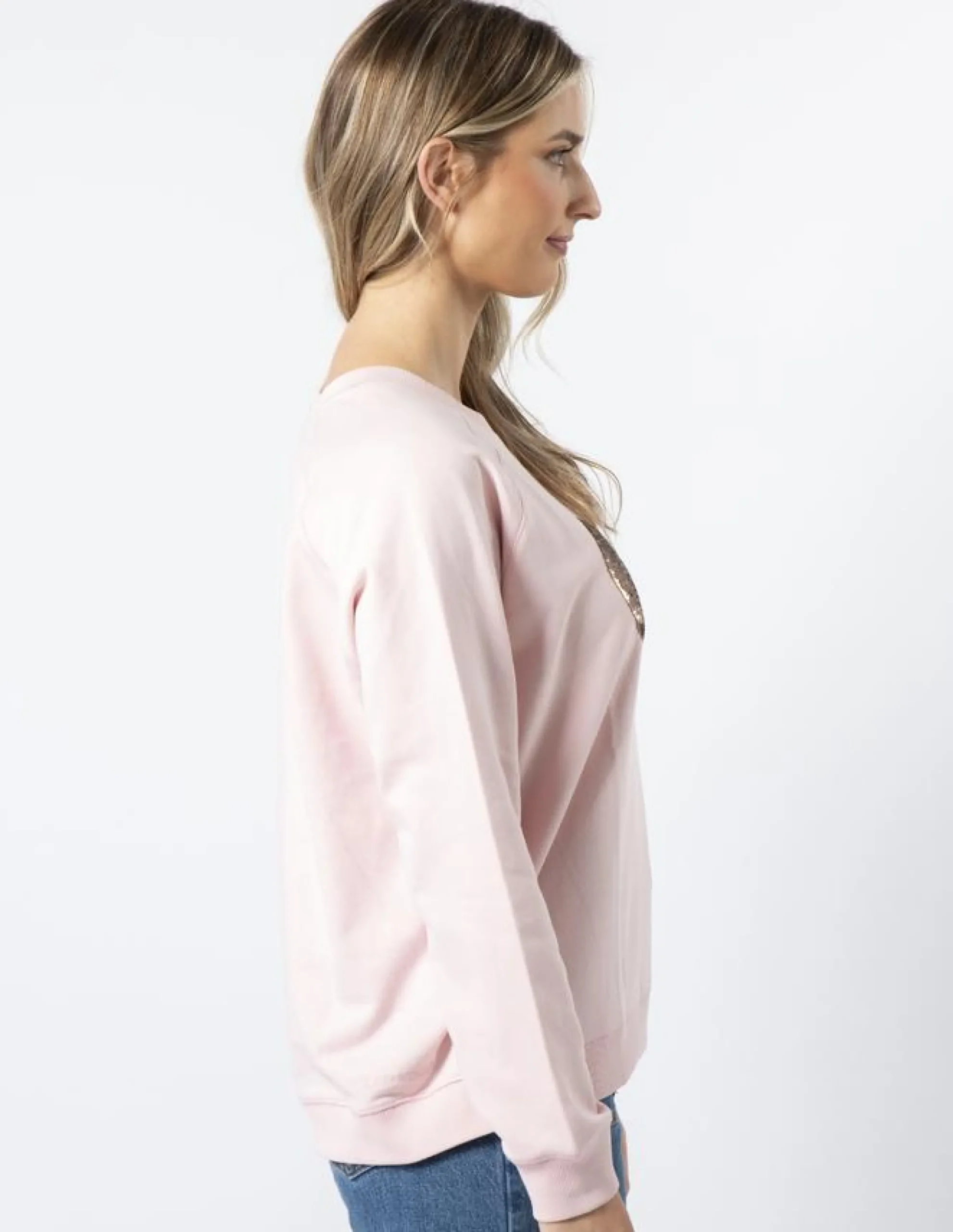 Classic Sweater - Marshmallow with Heart Beige Sequins