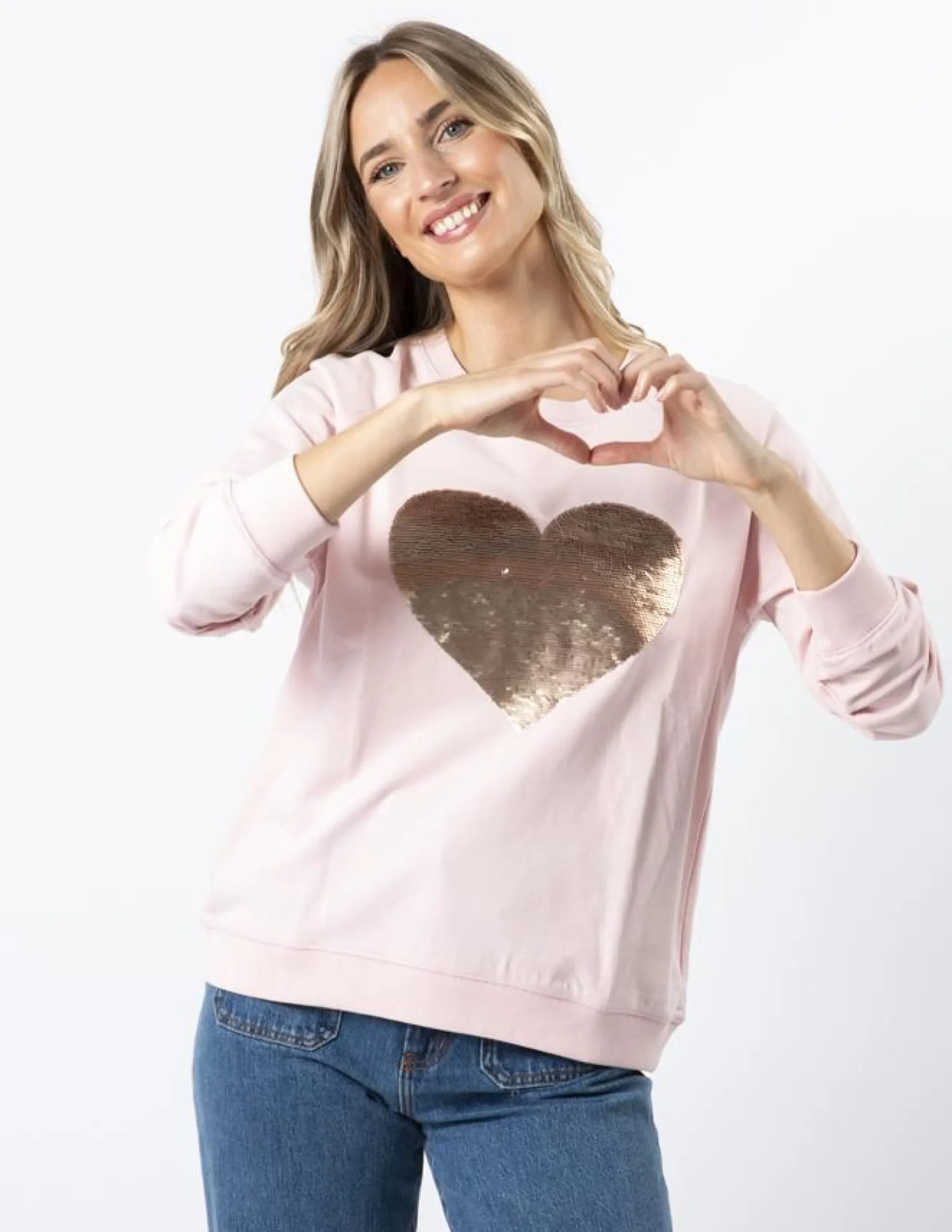 Classic Sweater - Marshmallow with Heart Beige Sequins