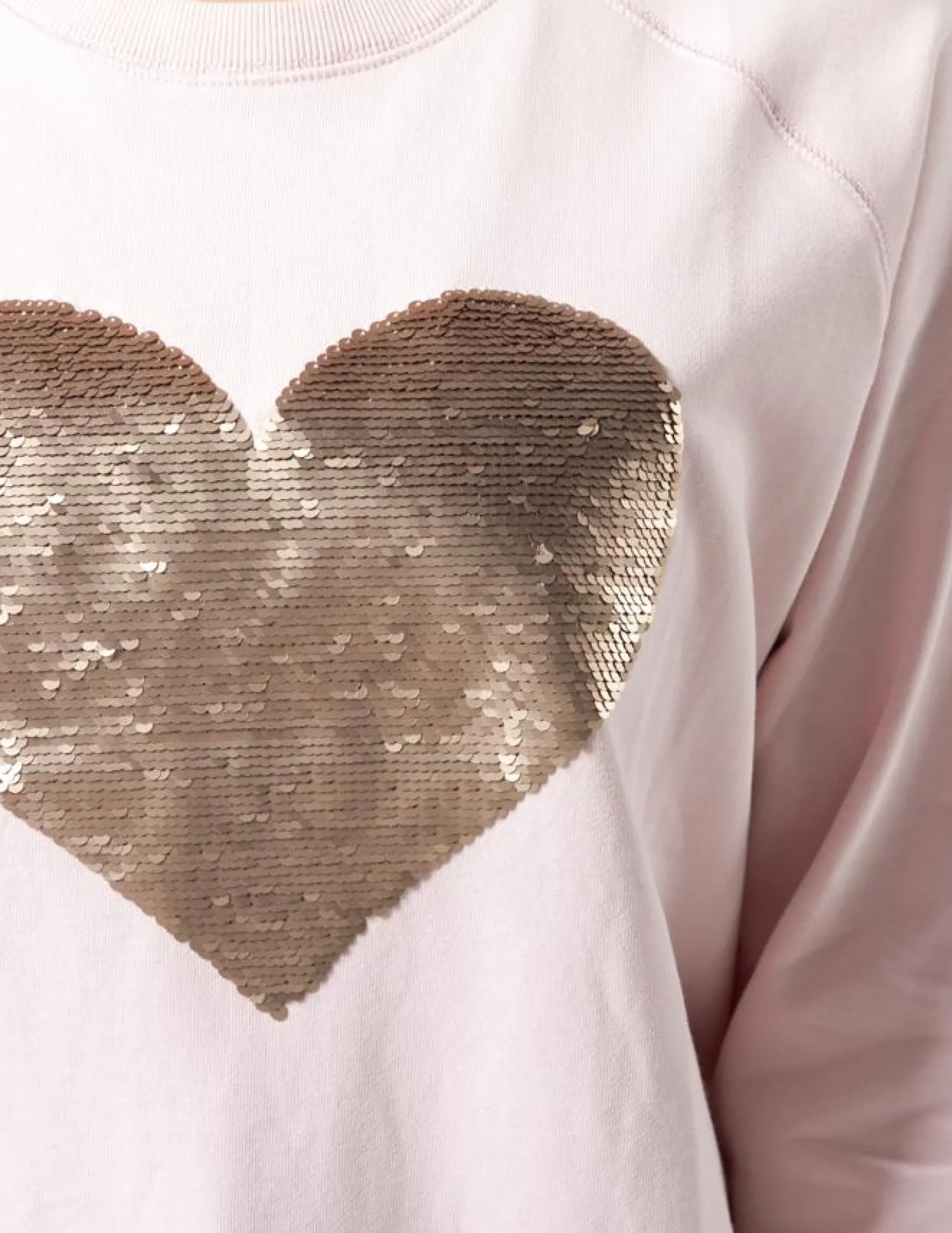 Classic Sweater - Marshmallow with Heart Beige Sequins