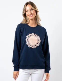Classic Sweater - Navy with Blush Doily