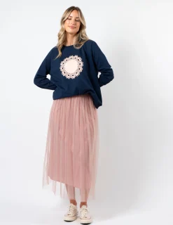 Classic Sweater - Navy with Blush Doily