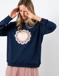 Classic Sweater - Navy with Blush Doily