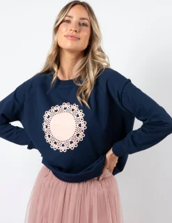 Classic Sweater - Navy with Blush Doily