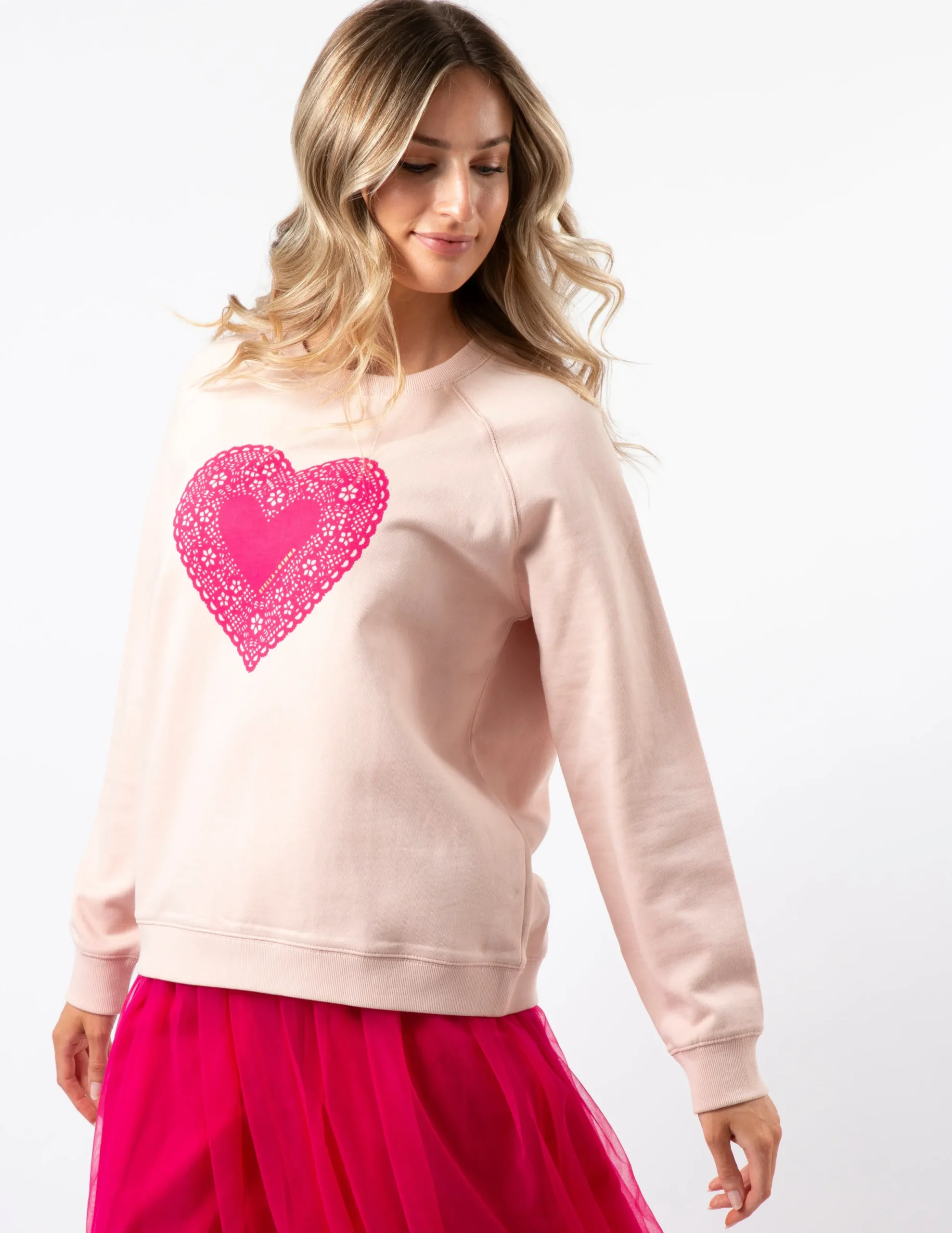 Classic Sweater - Neon Doily Heart