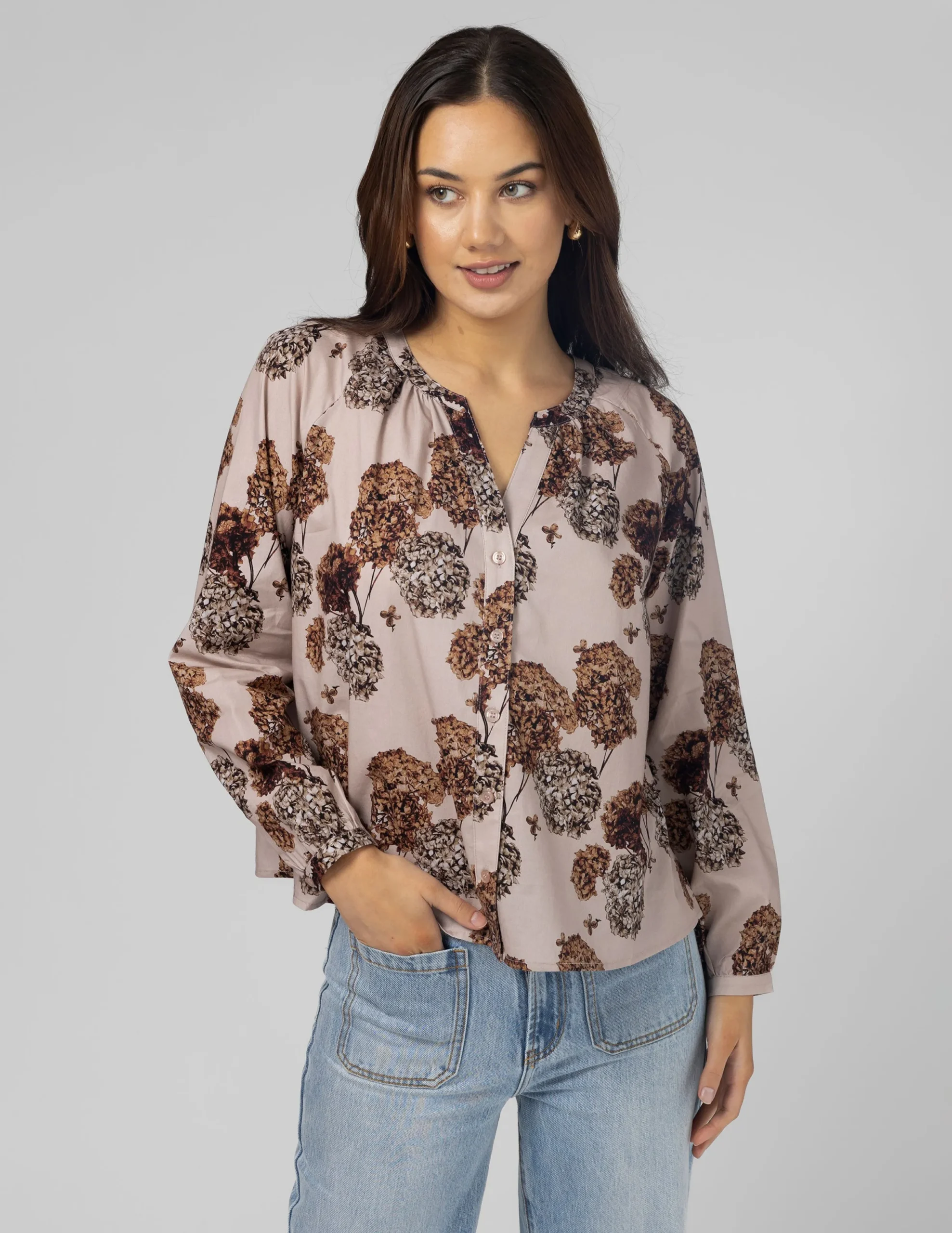 Connie Blouse - Blush Hydrangea