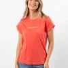 Cuff Sleeve T-Shirt - Coral Logo