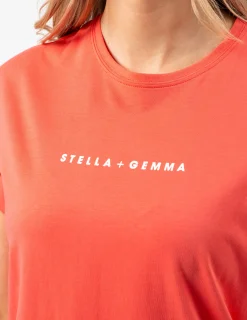 Cuff Sleeve T-Shirt - Coral Logo
