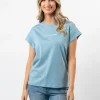 Cuff Sleeve T-Shirt - Ocean Logo