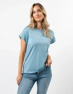 Cuff Sleeve T-Shirt - Ocean Logo