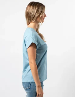 Cuff Sleeve T-Shirt - Ocean Logo