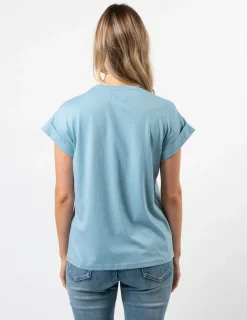 Cuff Sleeve T-Shirt - Ocean Logo