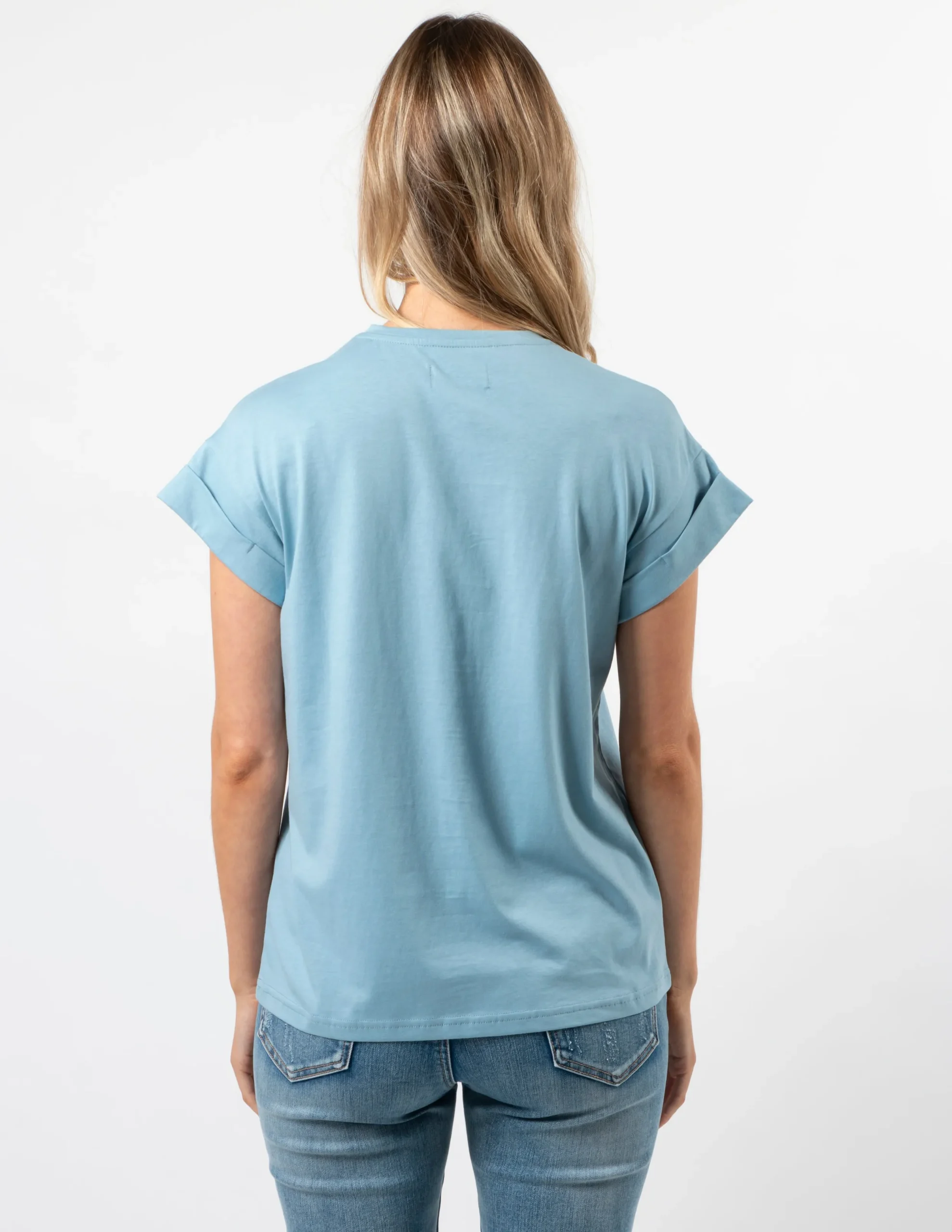Cuff Sleeve T-Shirt - Ocean Logo