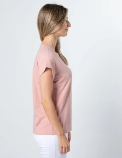 Cuff Sleeve T-Shirt - Rose White Logo