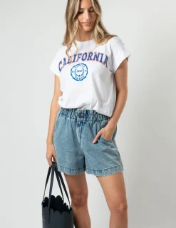 Cuff Sleeve T-Shirt - White California