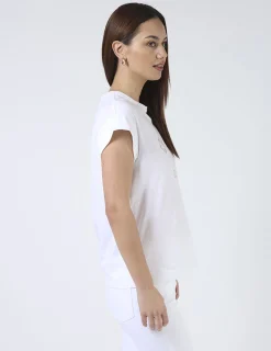 Cuff Sleeve T-Shirt - White Champagne Social
