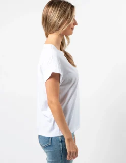 Cuff Sleeve T-Shirt - White Embroidered Logo