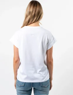 Cuff Sleeve T-Shirt - White Embroidered Logo