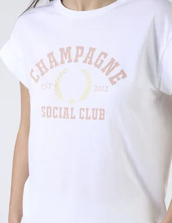 Cuff Sleeve T-Shirt - White Champagne Social