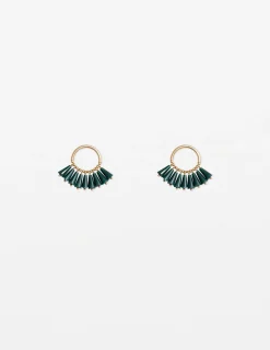 Emerald Beaded Hoop Earrings