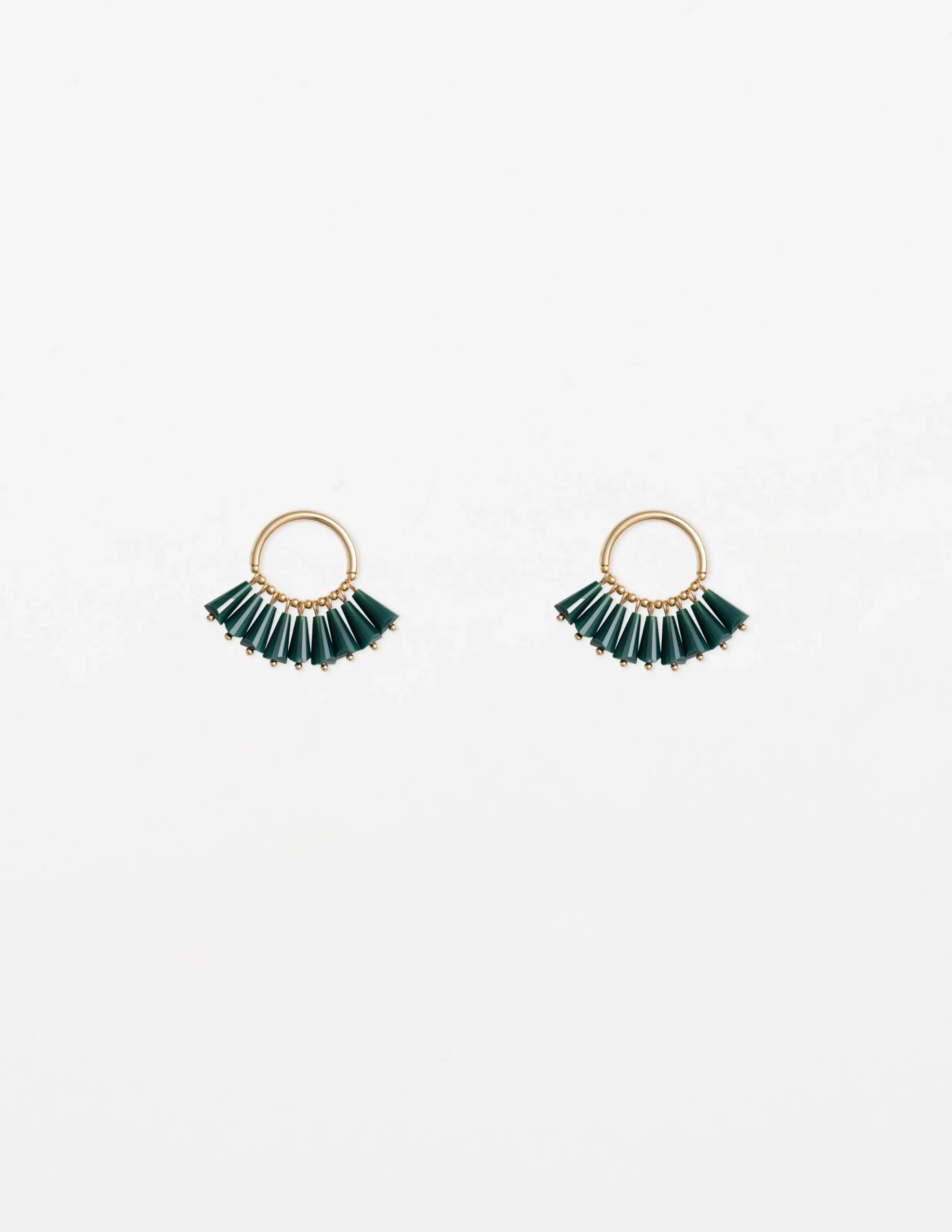 Emerald Beaded Hoop Earrings