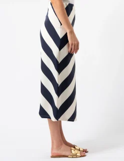 Erin Skirt - Navy and White Stripe