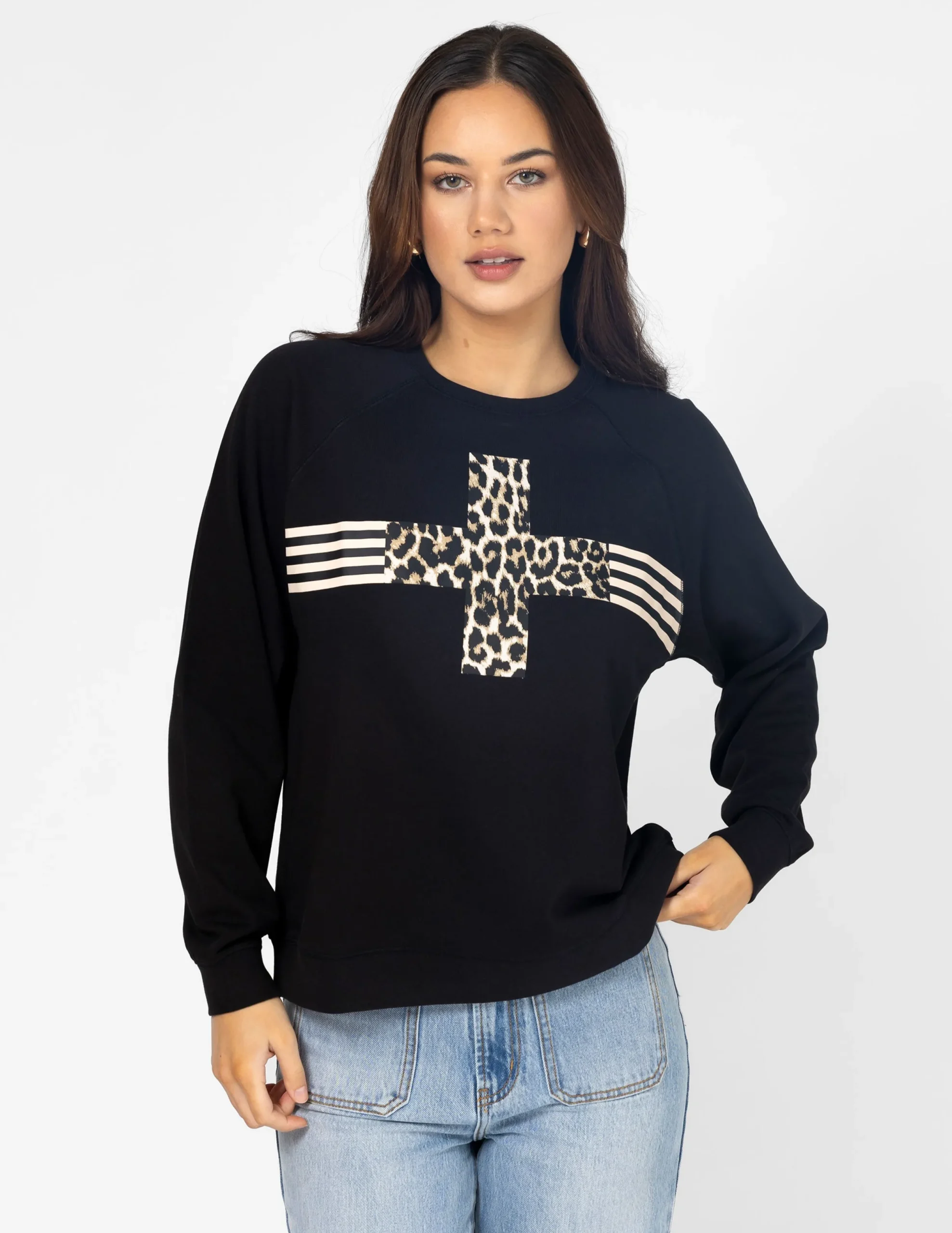 Everyday Sweater - Black Leopard Cross