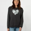 Everyday Sweater - Black Paper Flowers Heart